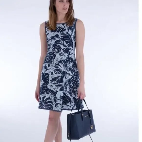 MaxMara Weekend | Blue/White Linen Tropical Print Sleeveless Sundress 10 - Picture 1 of 7